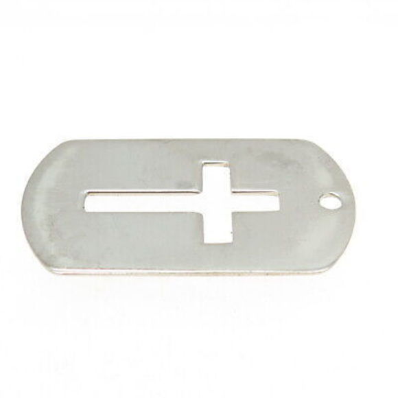 TRU KAY 925 Sterling Silver Vintage Cross Tag Pendant - Picture 5 of 7